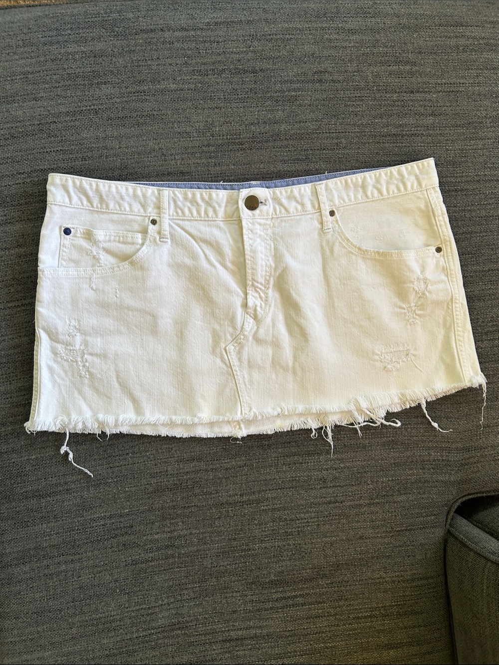 GAP White Distressed Denim Mini Skirt, Sz 16